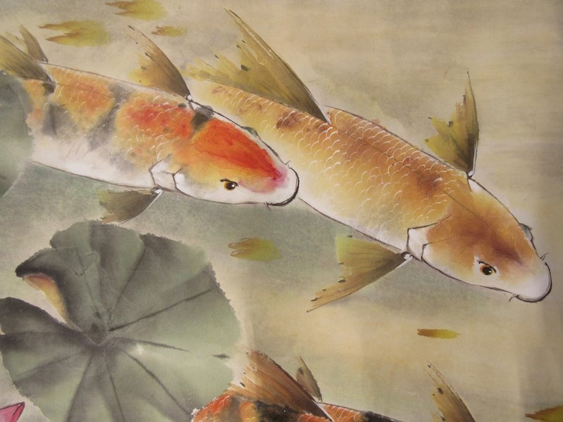 Chinese Scroll Painting of Koi Fish by Zhao Dao Ang