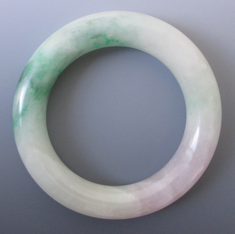 Chinese Jadeite Bangle with White,  Green and Lavender