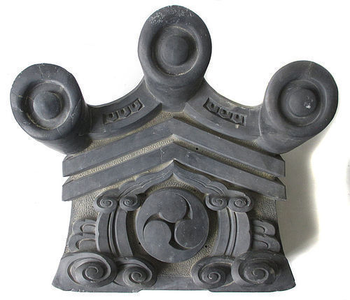 Japanese Large Onigawara Roof Tile with Mon