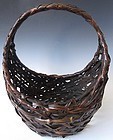 Antique Japanese Moon Shaped  Ikebana Basket