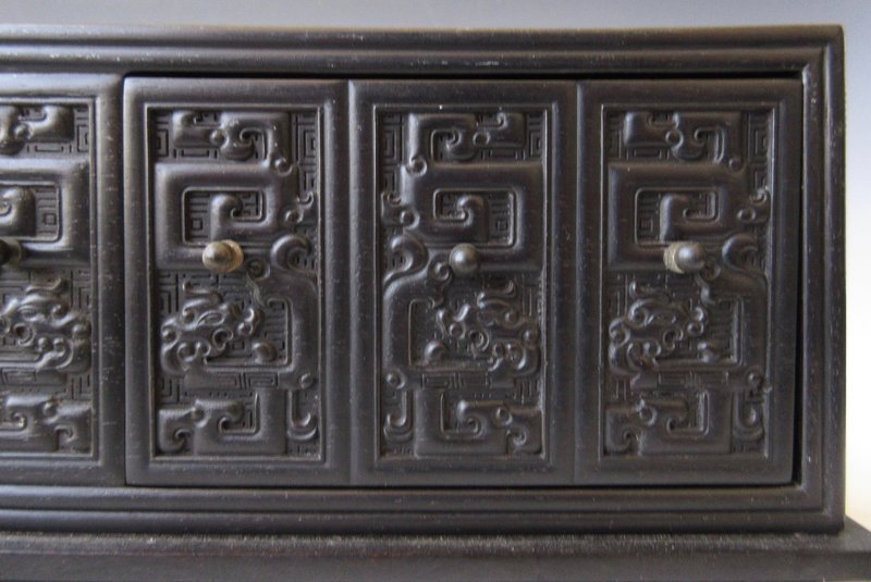 Unusual Chinese Hardwood Wood Carved Seal Treasure Box