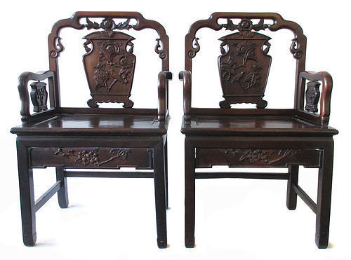 Pair of Chinese Rosewood Republic Period Chairs