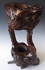 Beautiful Japanese Antique Burl Wood Usubata (Ikebana Container)