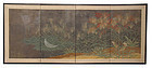 Japanese Four Panel Screen with Quails