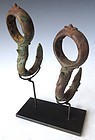 14th Century pair of Cambodian Bronze Hooks