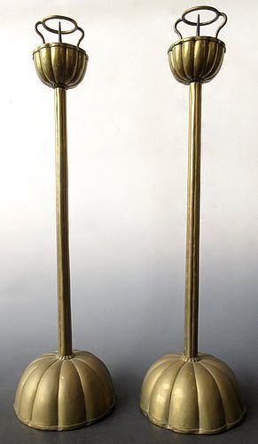 Japanese Pair of Bronze Candlesticks