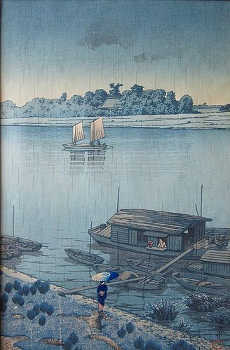 Japanese Framed Woodblock Print by Hasui Kawase