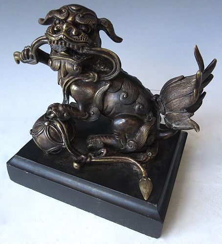 Antique Chinese Bronze Fu Dog Statue