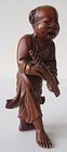 Antique Japanese Large Netsuke of a Walking Scholar