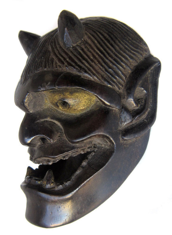 Antique Japanese Noh Hannya Mask Netsuke with Signature