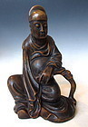 Chinese Hardwood Carving of a Buddhist Scholar