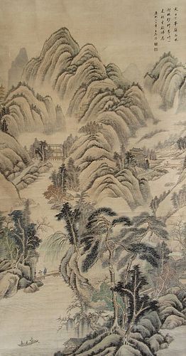 Antique Chinese Landscape Scroll Painting (item #1344529)