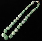 Chinese Jadeite Bead Necklace w/ 14K Gold