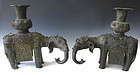 Chinese  Ming Dynasty Bronze Elephant Garniture Set