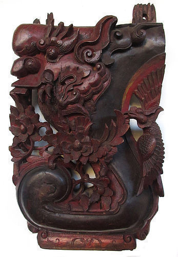 Antique Chinese Carved Wood Temple Wall Corbel