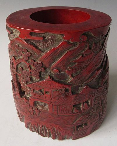 Chinese Lacquer Brush Pot