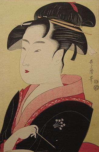 Japanese Geisha Woodblock Print