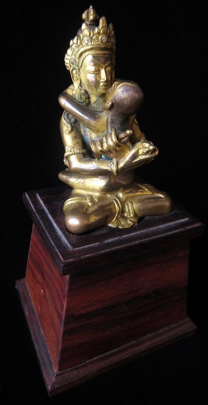 Antique Tibetan Gilt Bronze Yab-yum Deities