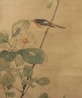 Antique Japanese Bird Scroll Painting