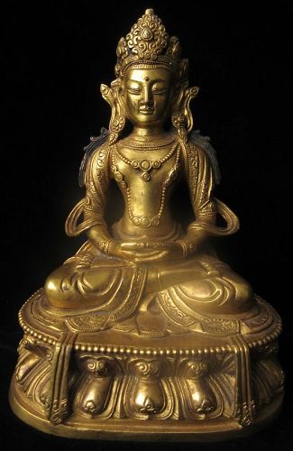 Sino - Tibetan Gilt Bronze Buddha