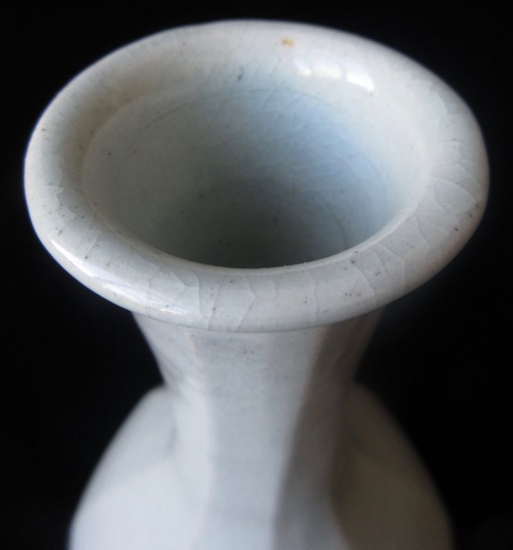 Antique Korean Faceted Crackle Porcelain Bottle