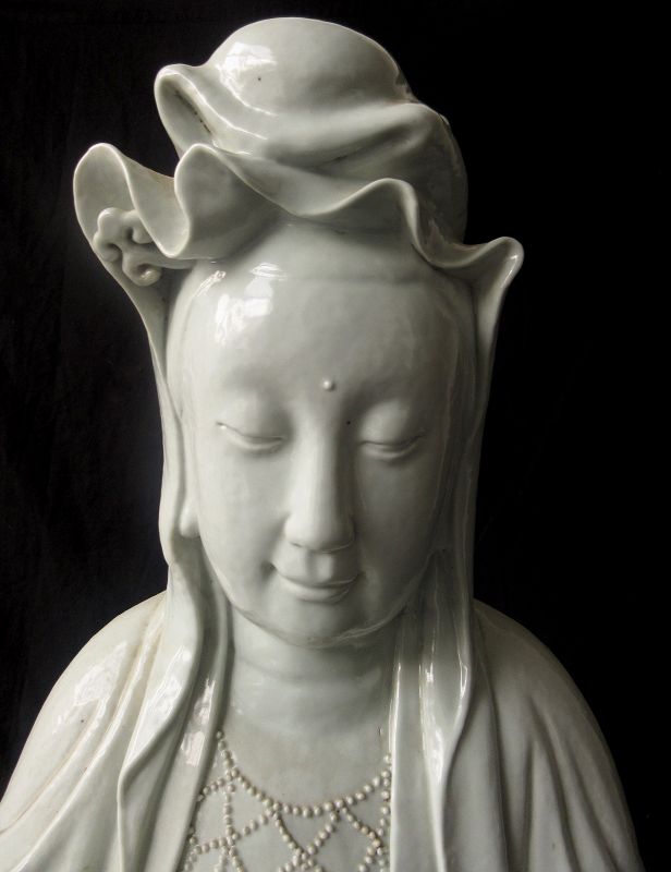 Unusually Large Chinese Dehua Blanc de Chine Quan Yin