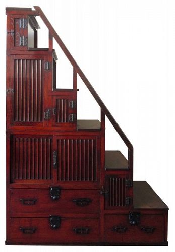 Antique Japanese 2-Section Keyaki Kaidan (Stair) Tansu