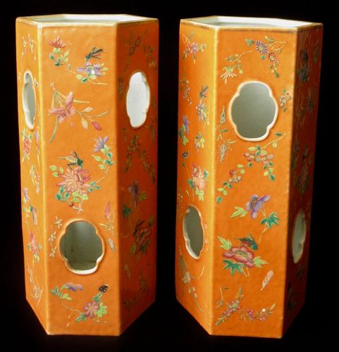 Antique Chinese Pair of Porcelain Hat Stands