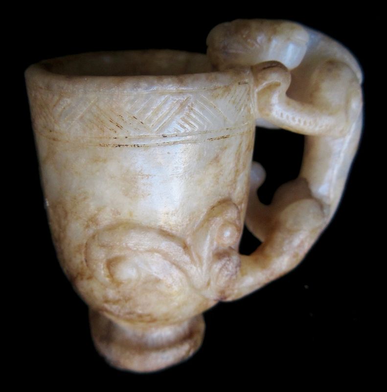 Antique Chinese Hardstone Cup with Chimera