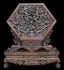 Incredible Chinese Antique Zitan Wood Carving of Dragons