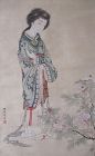 Japanese Antique Scroll Painting of a Chinese Beauty by Genki