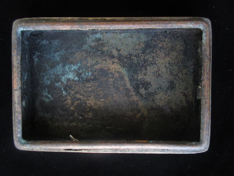 Antique Chinese White Brass Ink Box
