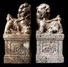 Pair of Chinese Soapstone Fu Dog Bookends