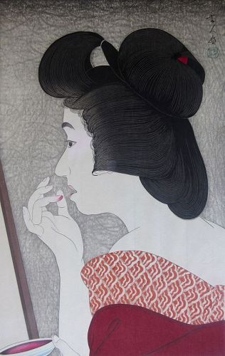 Japanse Ukiyo-e Woodblock Print by Torii Kotondo