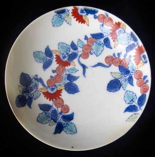 Antique Japanese Floral Nabeshima Porcelain Dish