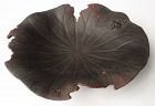 Japanese Dry Lacquer Lotus Leaf Bowl with Frog