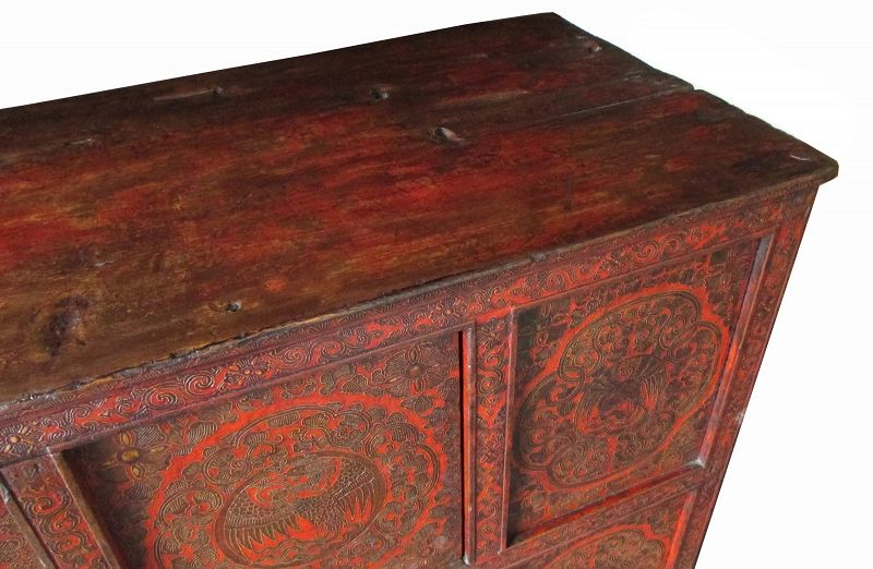 Tibetan Antique Cabinet with Phoenixes
