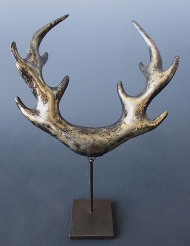 Japanese Antler Shaped Meadate from a Samurai Kabuto (Helmet)