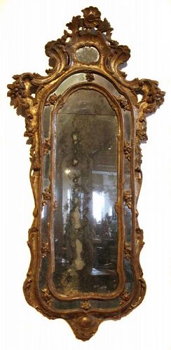 Pair of Italian Baroque Silver Gilt Pier Mirrors