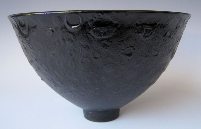 James Lovera Glossy Black Volcanic Glaze Ceramic Bowl