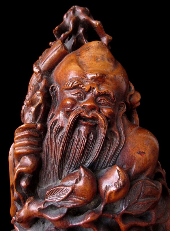 Chinese Bamboo Carving of Immortal Shoulao
