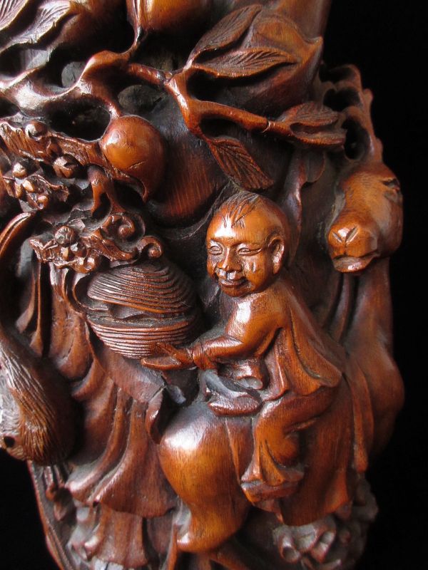 Chinese Bamboo Carving of Immortal Shoulao