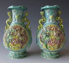 Pair of Chinese Antique Porcelain Vases with Dragons