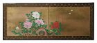 Antique Japanese 2 Panel Byobu Screen Peony and Butterflies