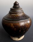 Antique Cambodian Brown Glaze Honey Container