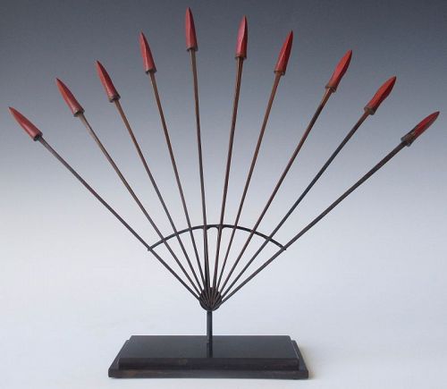 Japanese Red Lacquer Set of 10 Kichi Arrows