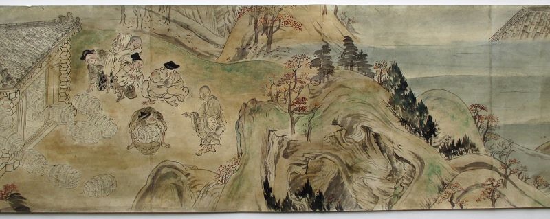 Japaese Antique Hand Scroll Painting,  Legends of Mount Shigi