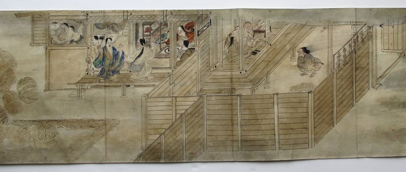 Japaese Antique Hand Scroll Painting,  Legends of Mount Shigi