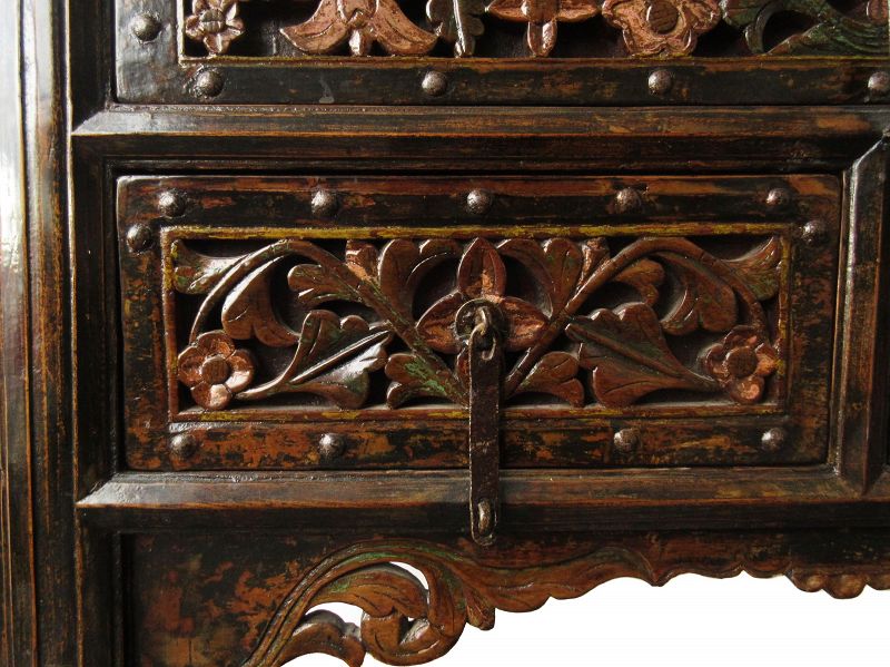 Antique Chinese Carved Coffer Cabinet