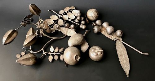 Chinese Collection of Seven Repousse Silver Fruits